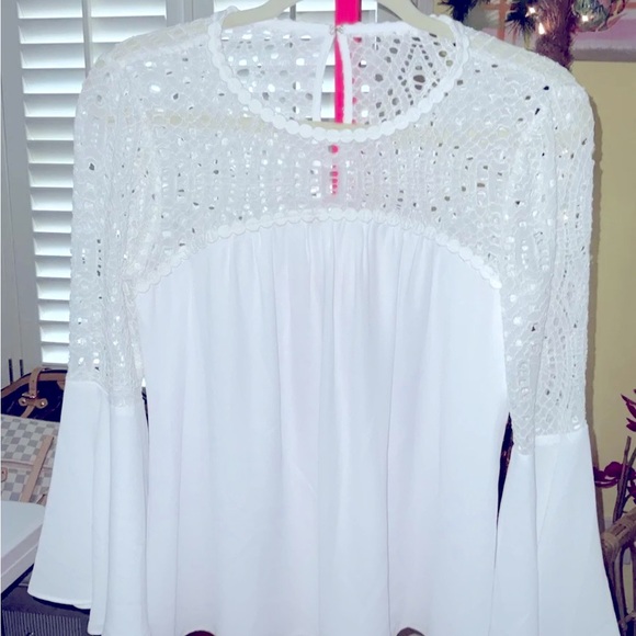 Lilly Pulitzer NWT Amenna Flounce Sleeve Top Resort White $138 Size 0,2 - Picture 5 of 7